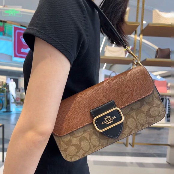Coach Morgan Shoulder Bag In Colorblock Signature Canvas...